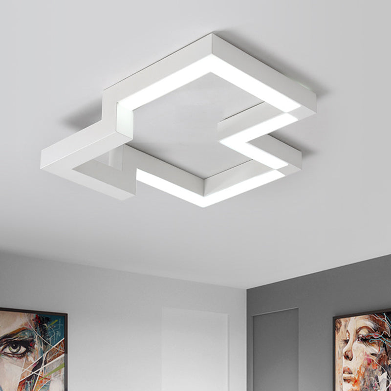 19.5"/25.5" Wide Metal Geometric Ceiling Mounted Light Modern Black/White LED Flush Light in Warm/White Light