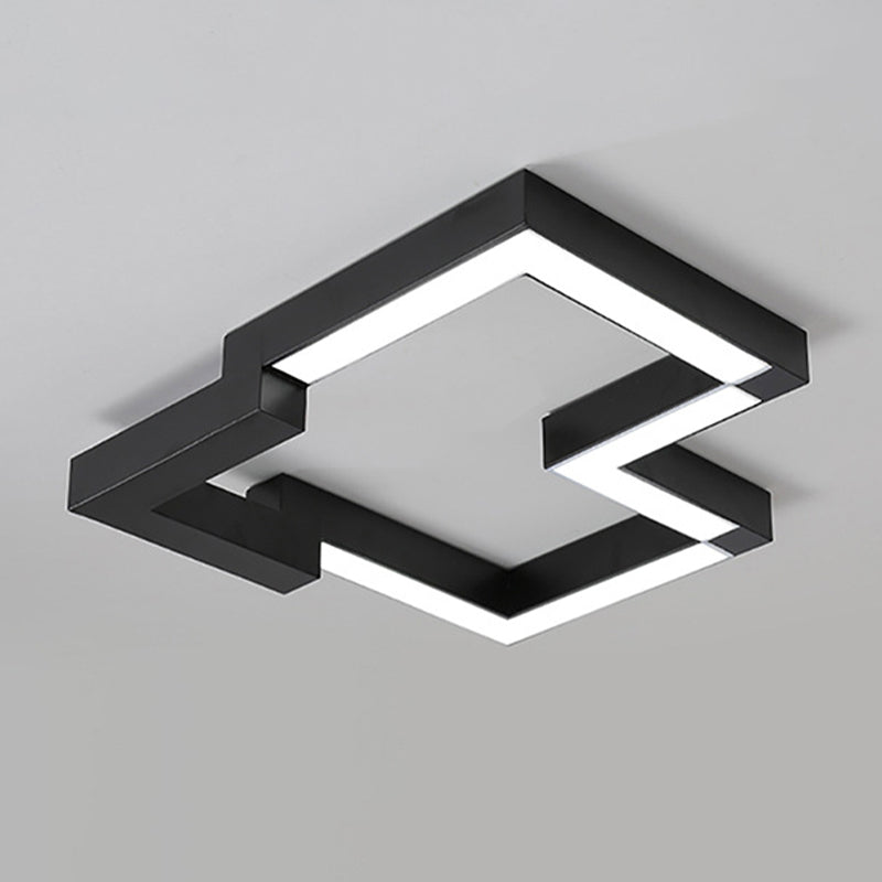 19.5"/25.5" Wide Metal Geometric Ceiling Mounted Light Modern Black/White LED Flush Light in Warm/White Light