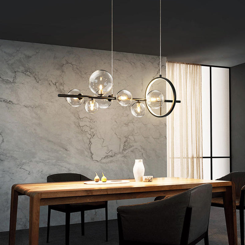 Luce a soffitto dell'isola in stile Nordico Clear Clear Spherical Island lampadario con tonalità di vetro