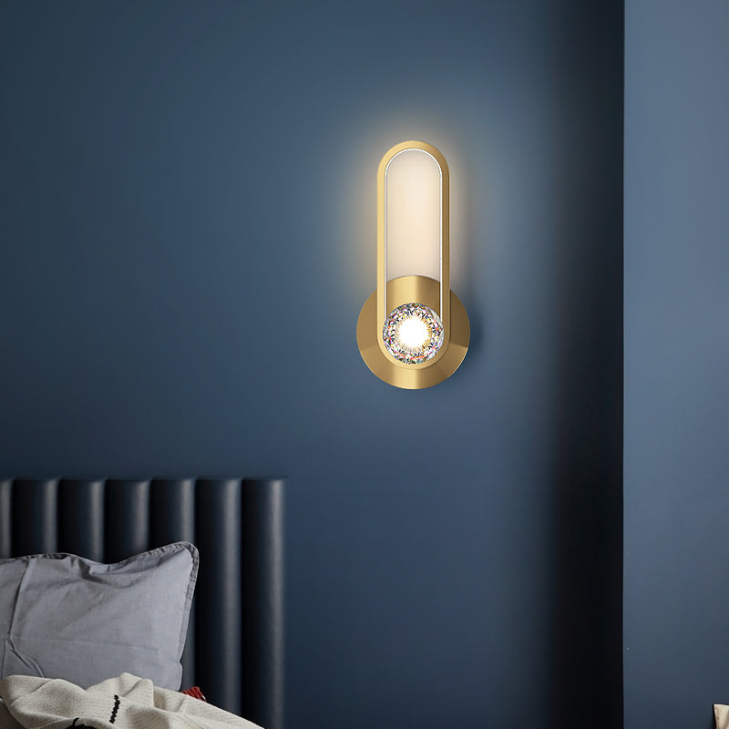 Modern Minimalist Style Linear Wall Mounted Lamp Copper 2 Lights Wall Lights with Crystal Shade