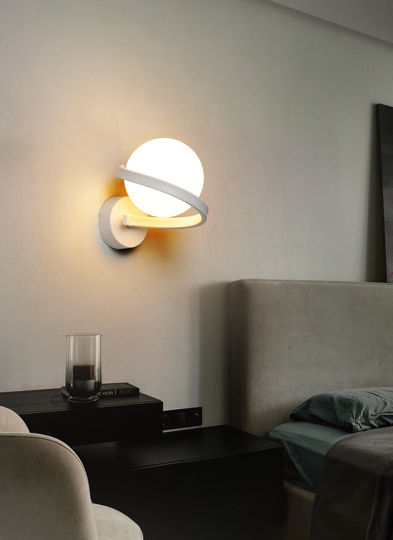 Moderne minimalistische globale muur gemonteerd verlichting metaal 1 lichte wandlampen met glazen schaduw