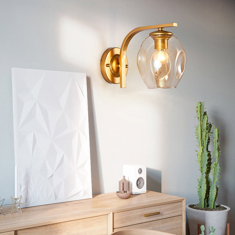 Gradient Color Concave Glass Wall Lamp 1-Light Contemporary Simplicity Style Wall Mounted Light for Hallway
