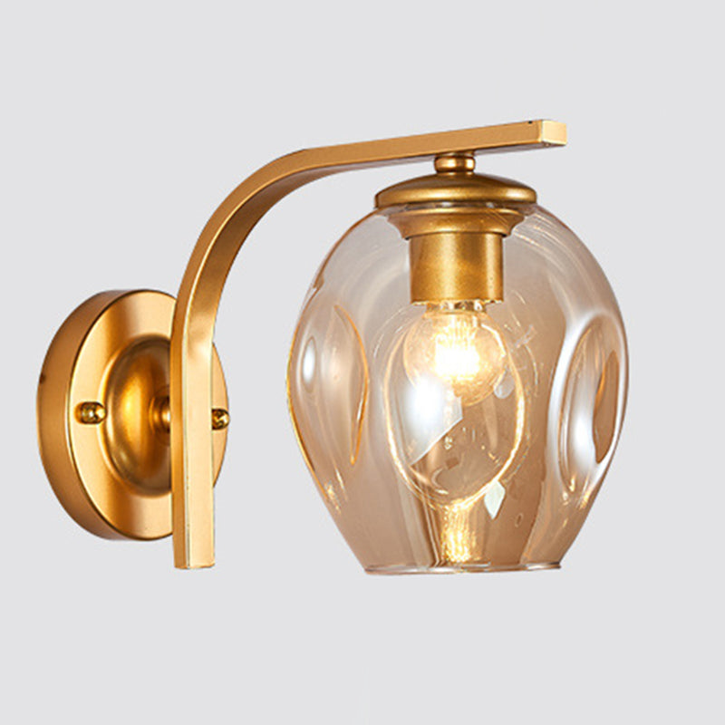 Gradient Color Concave Glass Wall Lamp 1-Light Contemporary Simplicity Style Wall Mounted Light for Hallway