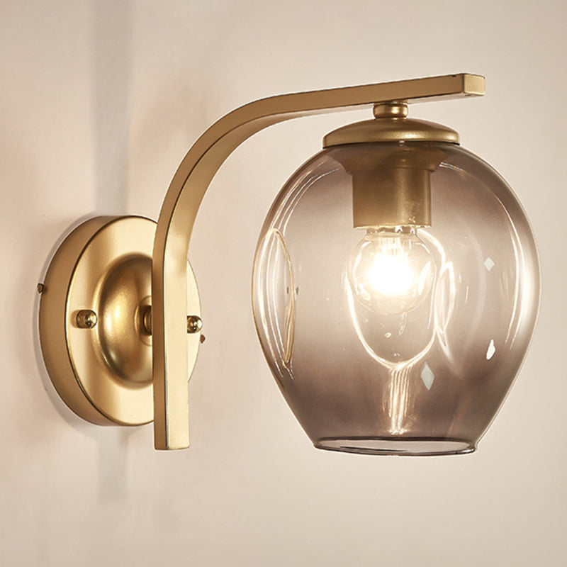 Gradient Color Concave Glass Wall Lamp 1-Light Contemporary Simplicity Style Wall Mounted Light for Hallway