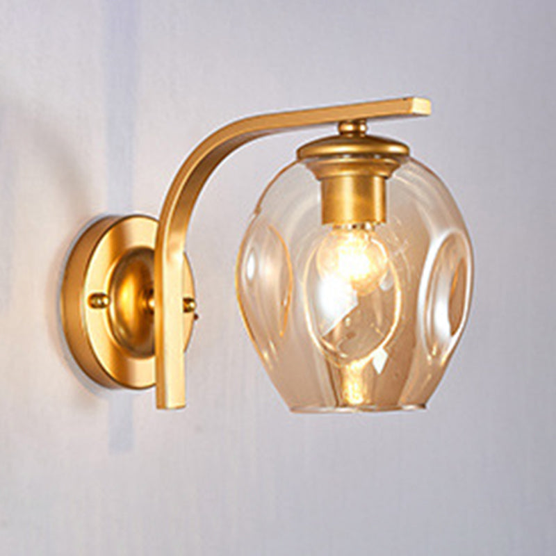 Gradient Color Concave Glass Wall Lamp 1-Light Contemporary Simplicity Style Wall Mounted Light for Hallway