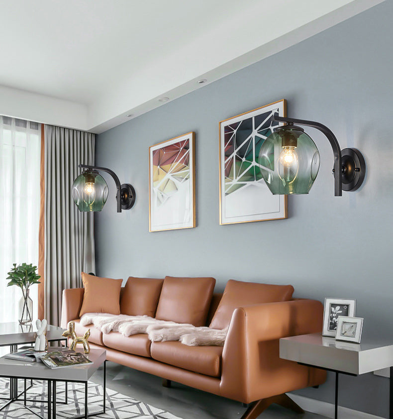 Gradient Color Concave Glass Wall Lamp 1-Light Contemporary Simplicity Style Wall Mounted Light for Hallway