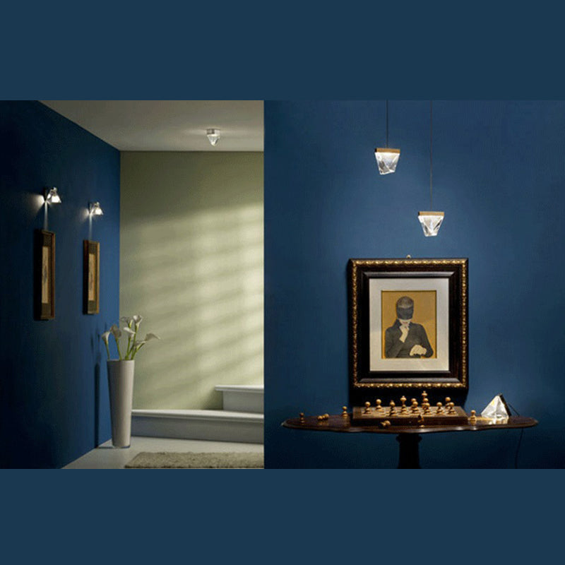 Modern Minimalist Geometric Wall Lighting Fixtures Crystal 1 Light Wall Sconces for Bedroom