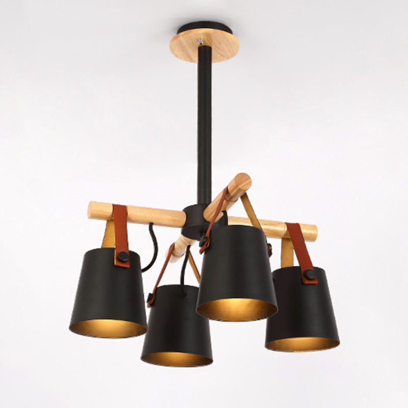 Luz de colgante de madera en el estilo nórdico moderno de hierro forjado Candelier para sala de estar para sala de estar