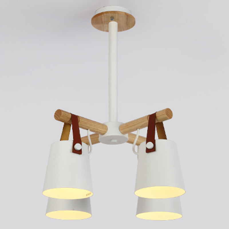 Luz de colgante de madera en el estilo nórdico moderno de hierro forjado Candelier para sala de estar para sala de estar