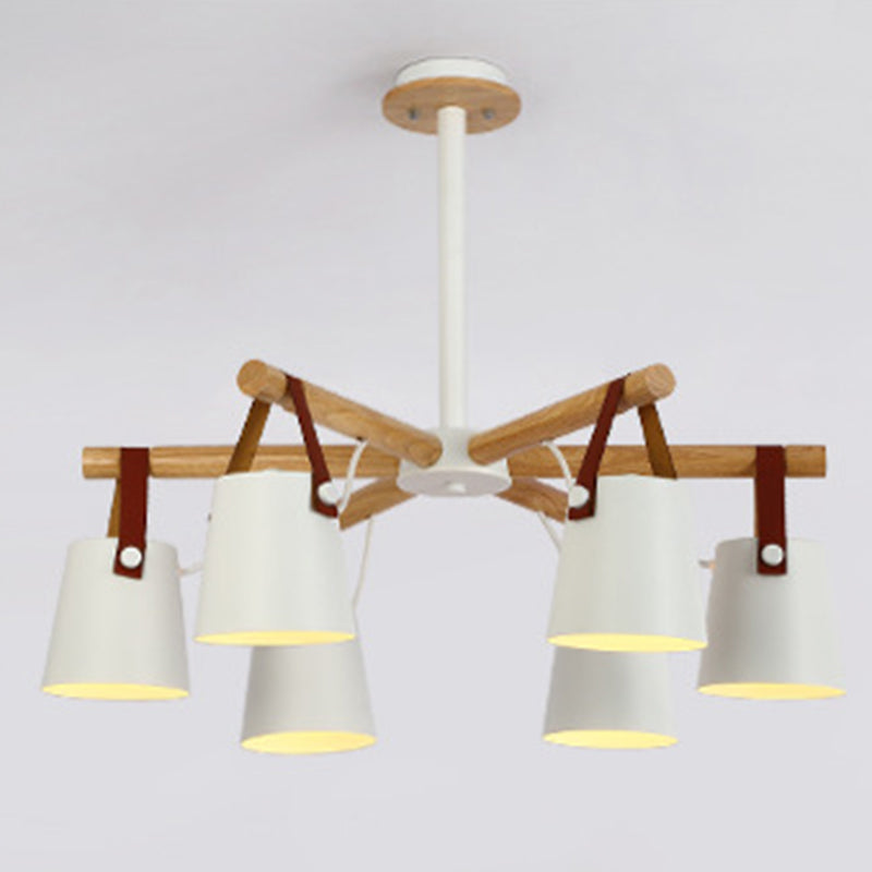 Luz de colgante de madera en el estilo nórdico moderno de hierro forjado Candelier para sala de estar para sala de estar