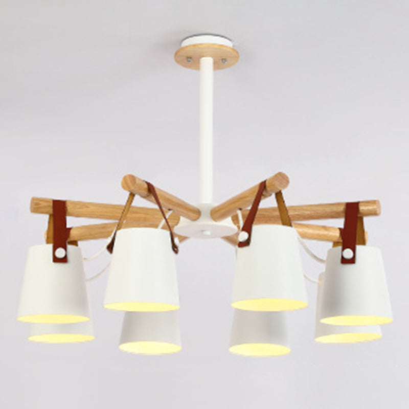 Luz de colgante de madera en el estilo nórdico moderno de hierro forjado Candelier para sala de estar para sala de estar