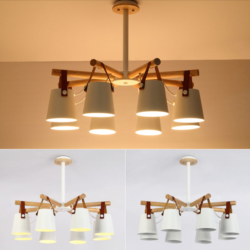 Luz de colgante de madera en el estilo nórdico moderno de hierro forjado Candelier para sala de estar para sala de estar