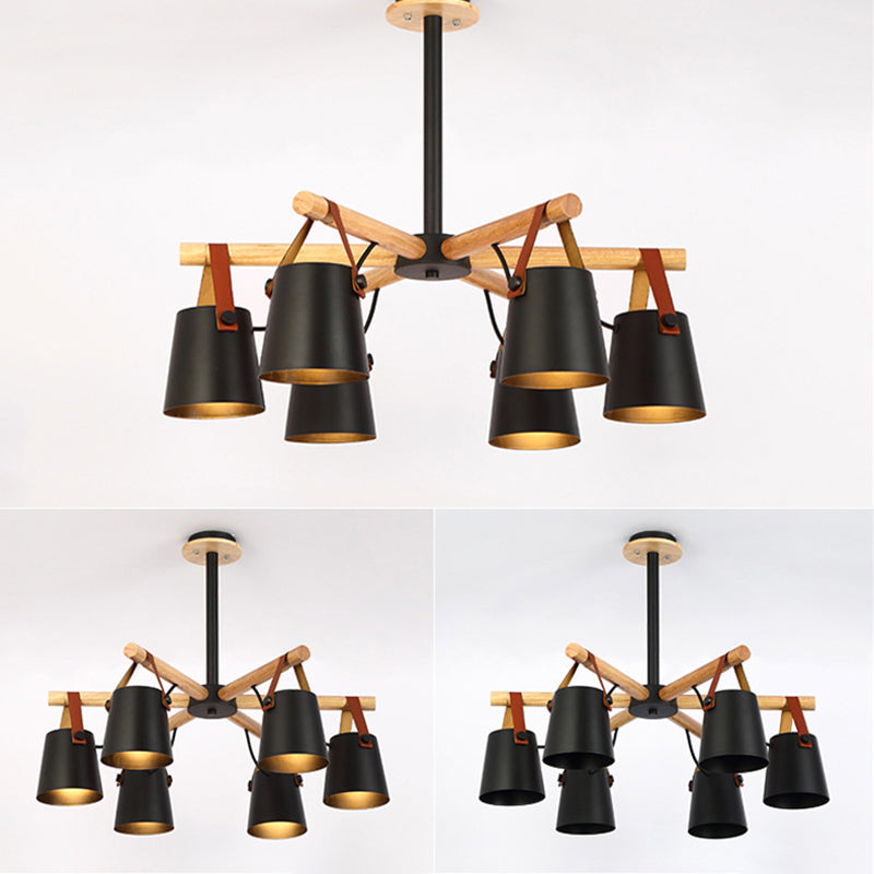Luz de colgante de madera en el estilo nórdico moderno de hierro forjado Candelier para sala de estar para sala de estar