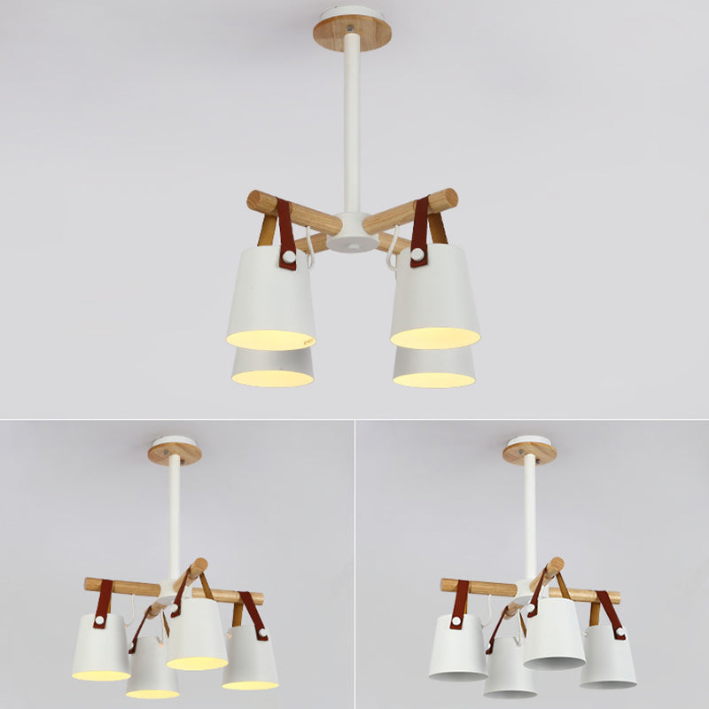 Luz de colgante de madera en el estilo nórdico moderno de hierro forjado Candelier para sala de estar para sala de estar