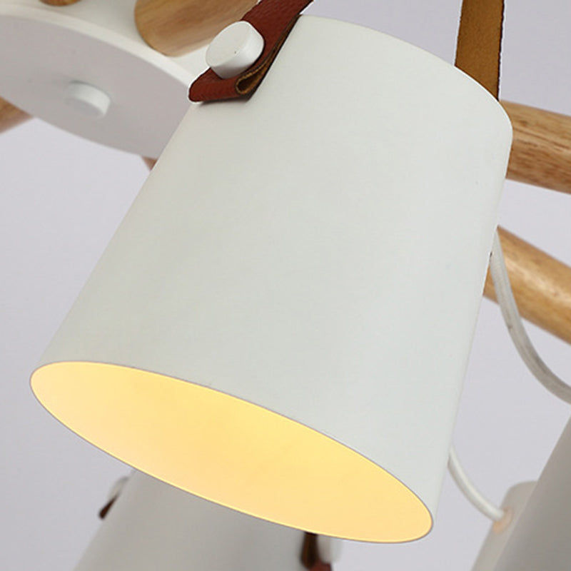 Luz de colgante de madera en el estilo nórdico moderno de hierro forjado Candelier para sala de estar para sala de estar