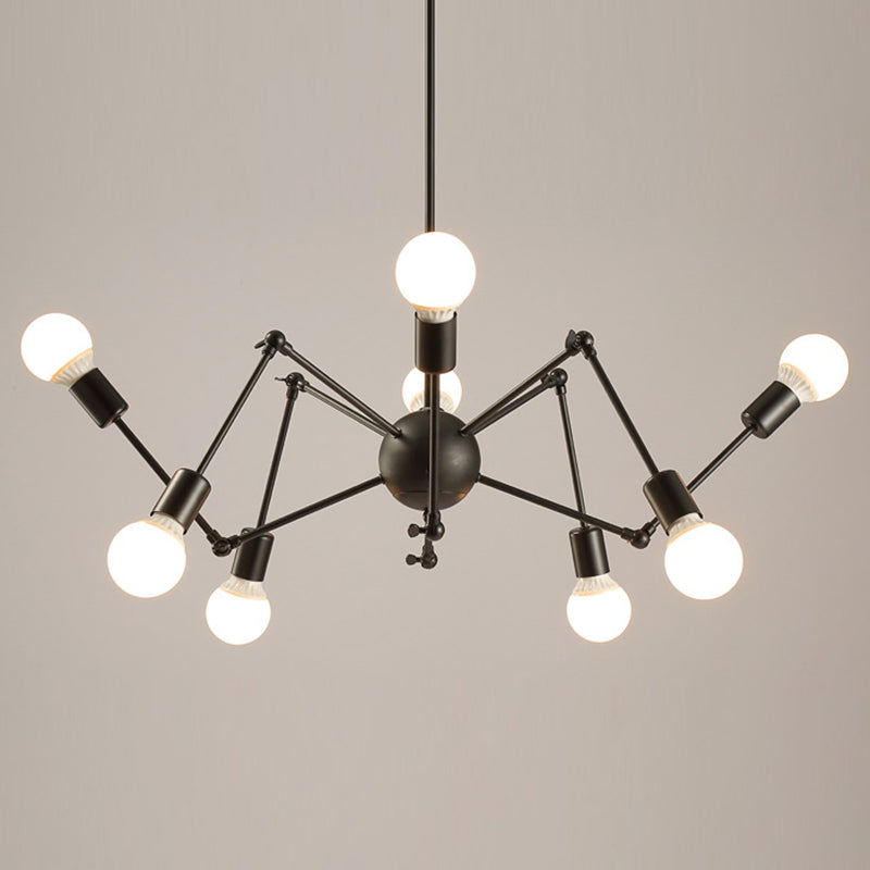 Adjustable Chandelier Pendant Light Industrial Style Black Metal Ceiling Hung Fixture