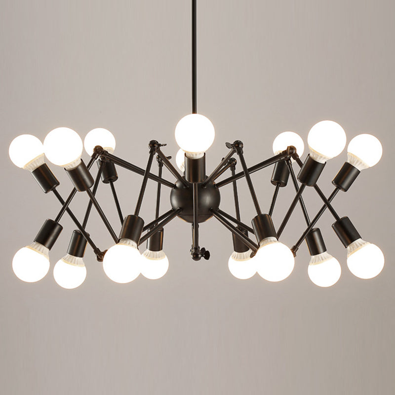 Adjustable Chandelier Pendant Light Industrial Style Black Metal Ceiling Hung Fixture