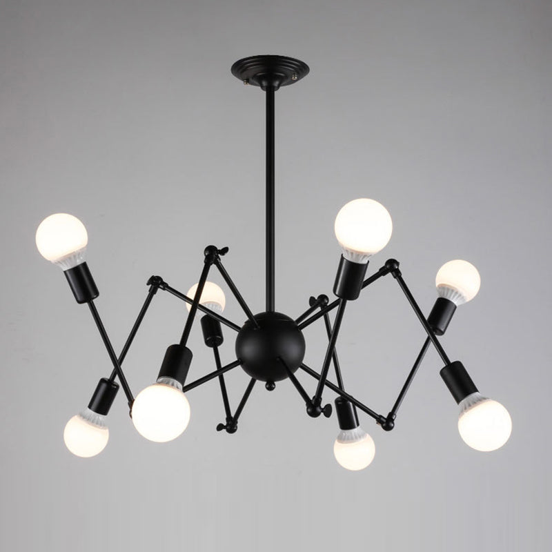 Adjustable Chandelier Pendant Light Industrial Style Black Metal Ceiling Hung Fixture