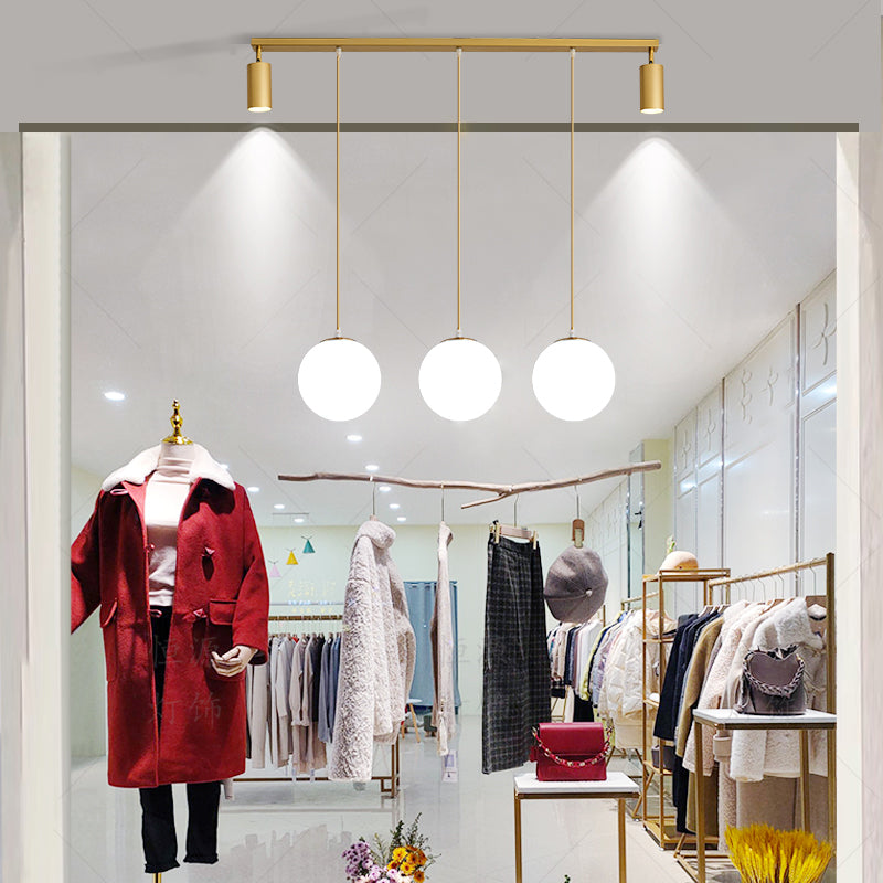 Kogelcluster hanger Modern Opaline Glass Restaurant Hanglamp met spotlight