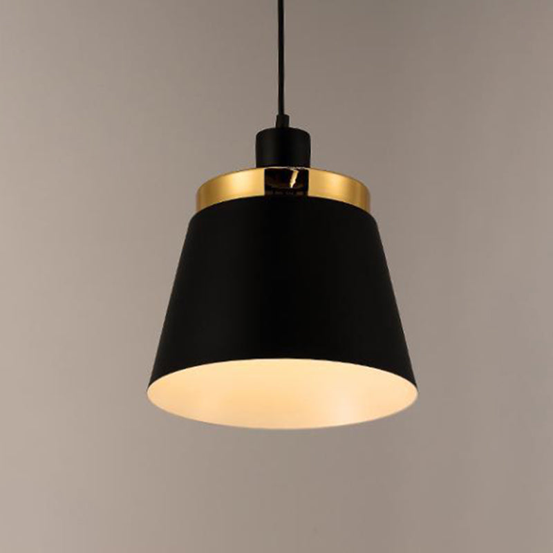 Black and Gold Shaded Pendant Lamp Nordic 1-Light Metal Ceiling Light for Dining Room