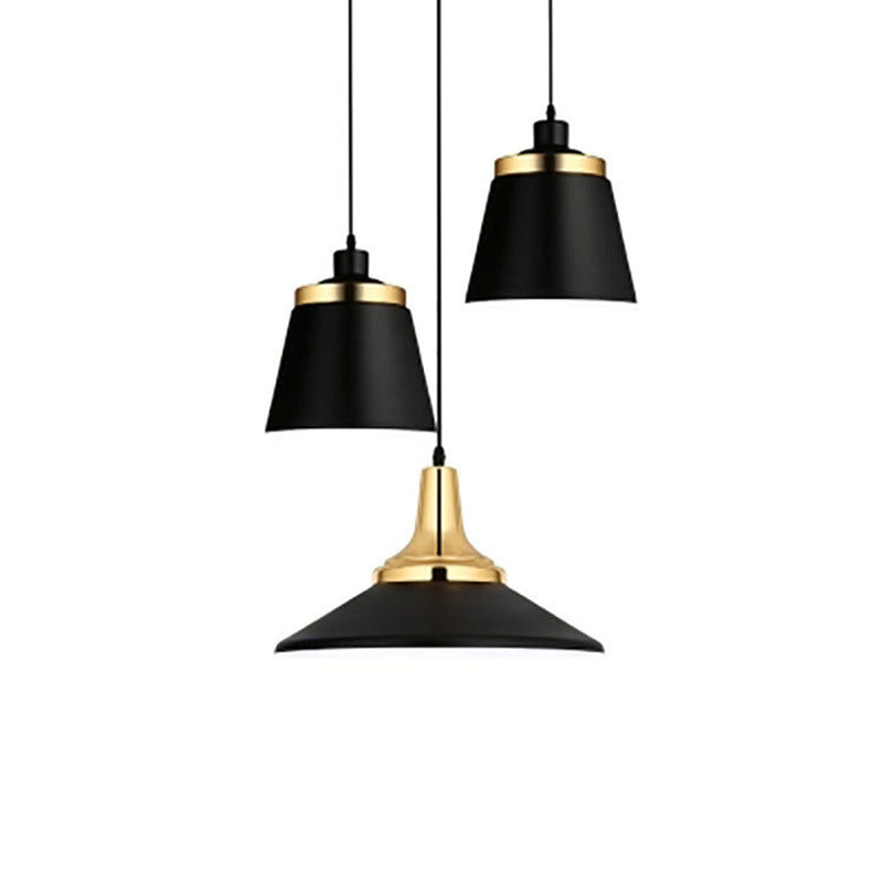 Black and Gold Shaded Pendant Lamp Nordic 1-Light Metal Ceiling Light for Dining Room