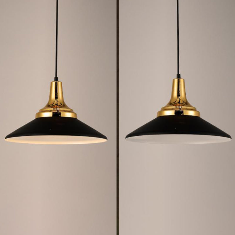 Black and Gold Shaded Pendant Lamp Nordic 1-Light Metal Ceiling Light for Dining Room