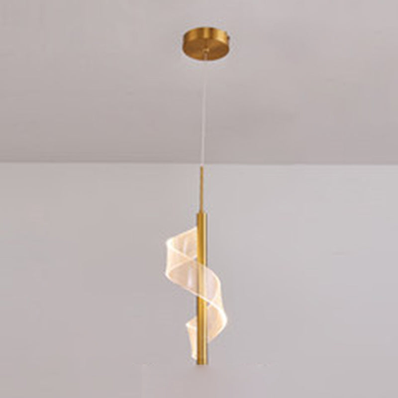 Eenvoud Spiraal hanglamp Acryl Bedide Led Hangly Light armatuur in goud