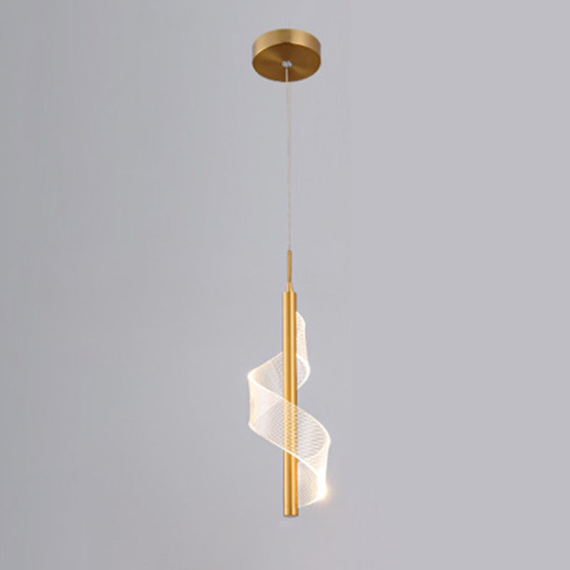 Eenvoud Spiraal hanglamp Acryl Bedide Led Hangly Light armatuur in goud