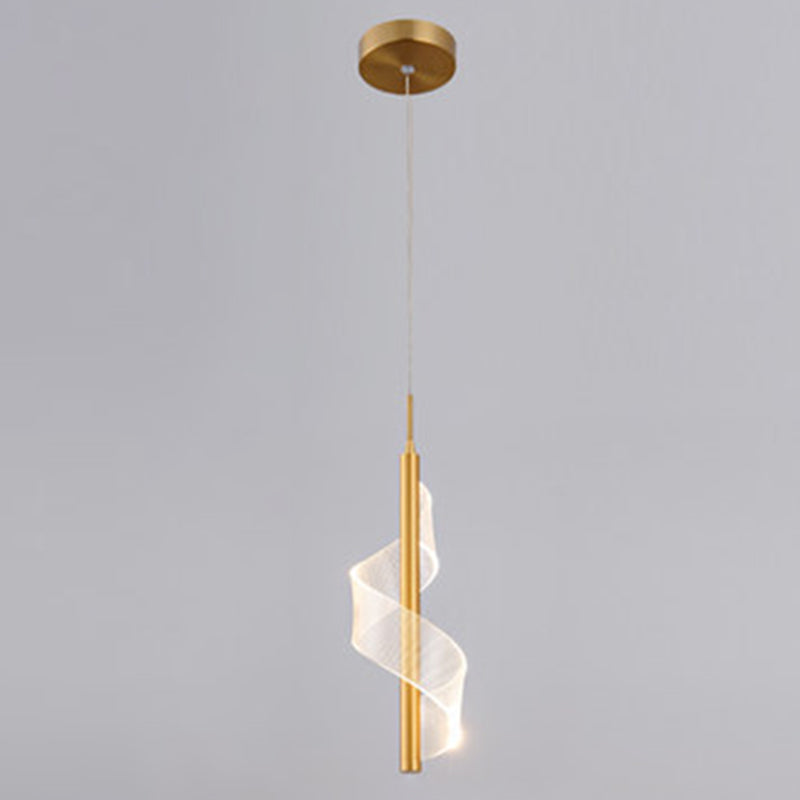 Eenvoud Spiraal hanglamp Acryl Bedide Led Hangly Light armatuur in goud