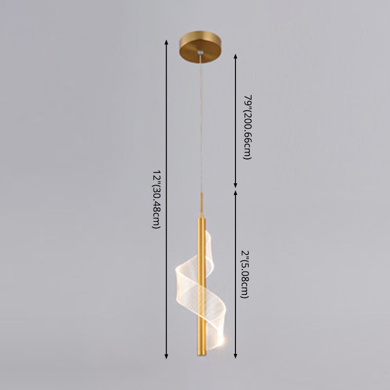 Eenvoud Spiraal hanglamp Acryl Bedide Led Hangly Light armatuur in goud