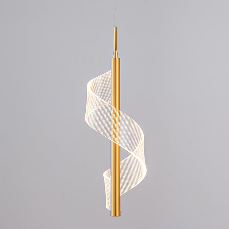 Eenvoud Spiraal hanglamp Acryl Bedide Led Hangly Light armatuur in goud