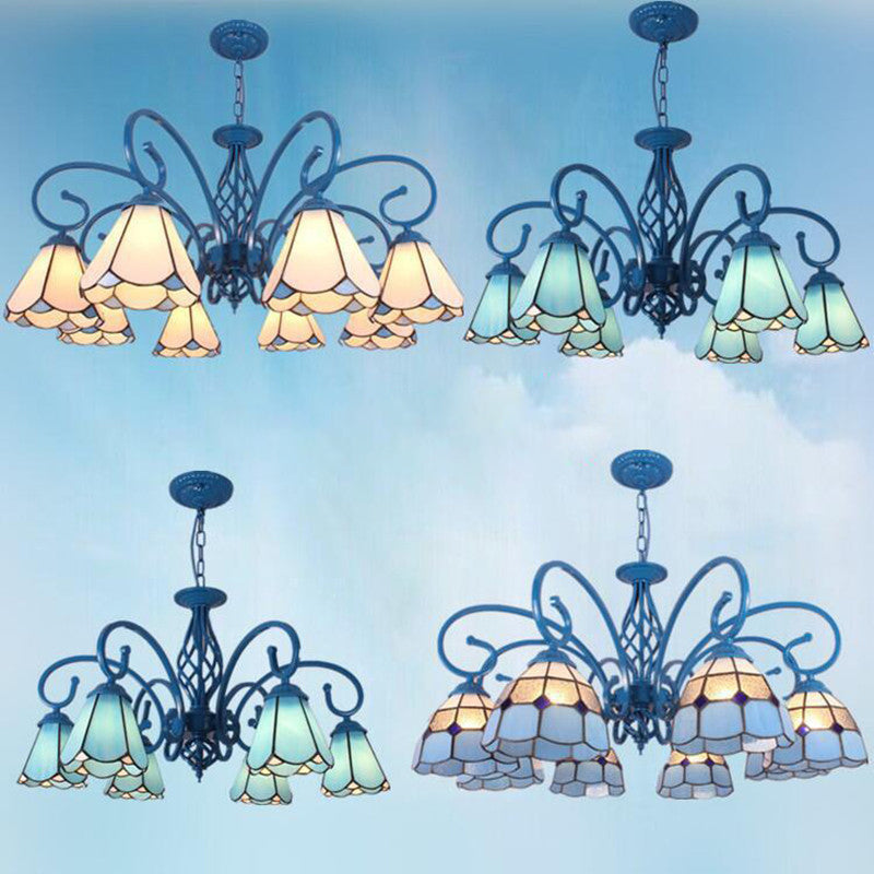 Arte artesanal multicolor lámparas de lámparas de lámpara de lámpara de desplazamiento candelabro mediterráneo