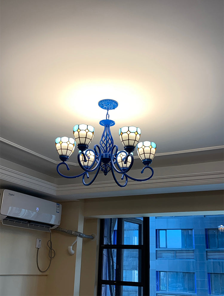 Arte artesanal multicolor lámparas de lámparas de lámpara de lámpara de desplazamiento candelabro mediterráneo