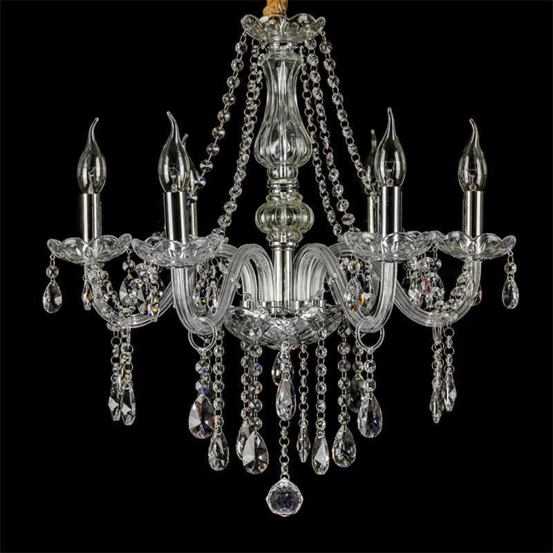 Clear Beveled K9 Crystal Chandelier Light European Style Candlestick Suspended Lighting Fixture