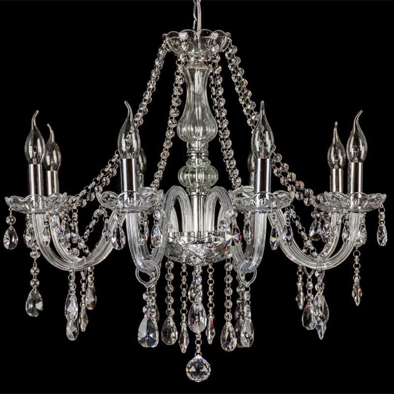 Clear Beveled K9 Crystal Chandelier Light European Style Candlestick Suspended Lighting Fixture
