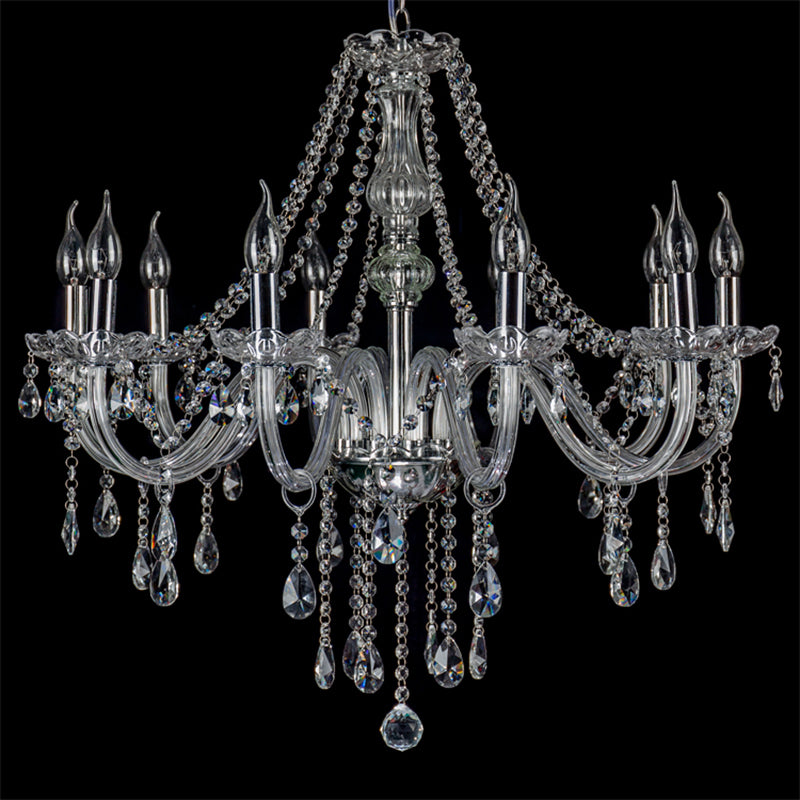 Clear Beveled K9 Crystal Chandelier Light European Style Candlestick Suspended Lighting Fixture