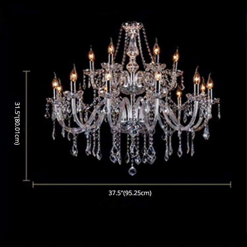 Clear Beveled K9 Crystal Chandelier Light European Style Candlestick Suspended Lighting Fixture