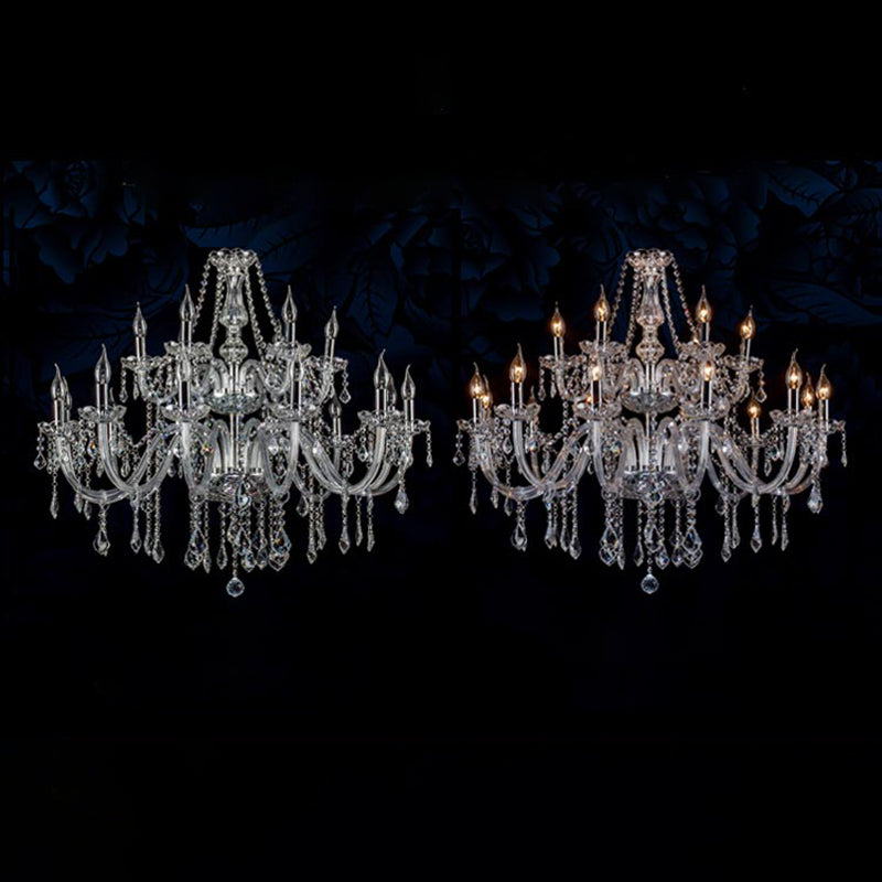 Clear Beveled K9 Crystal Chandelier Light European Style Candlestick Suspended Lighting Fixture