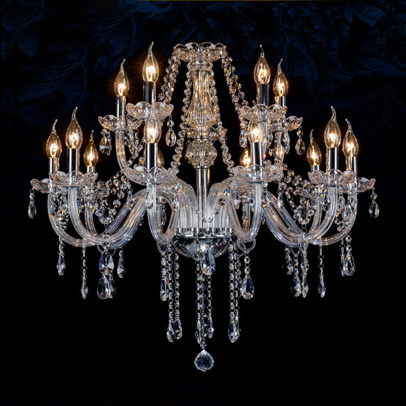 Clear Beveled K9 Crystal Chandelier Light European Style Candlestick Suspended Lighting Fixture