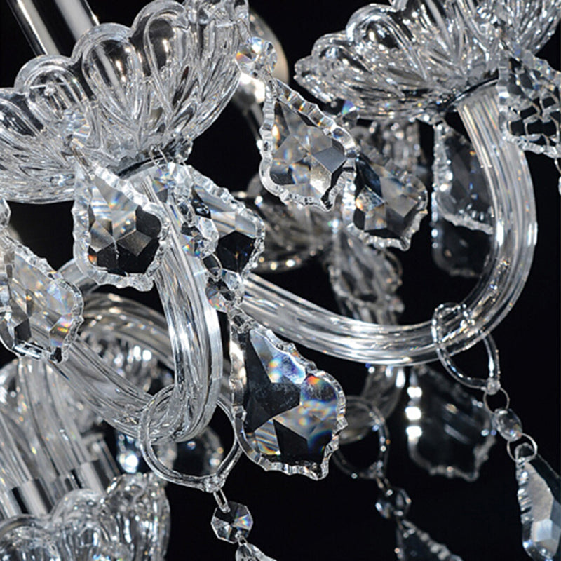Traditional Beveled K9 Crystal Ceiling Pendant Light Candlestick Suspension Lighting for Living Room