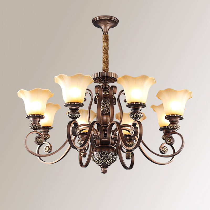 Bell Frosted Glass Chandelier Pendant Light Vintage Living Room Suspended Lighting Fixture