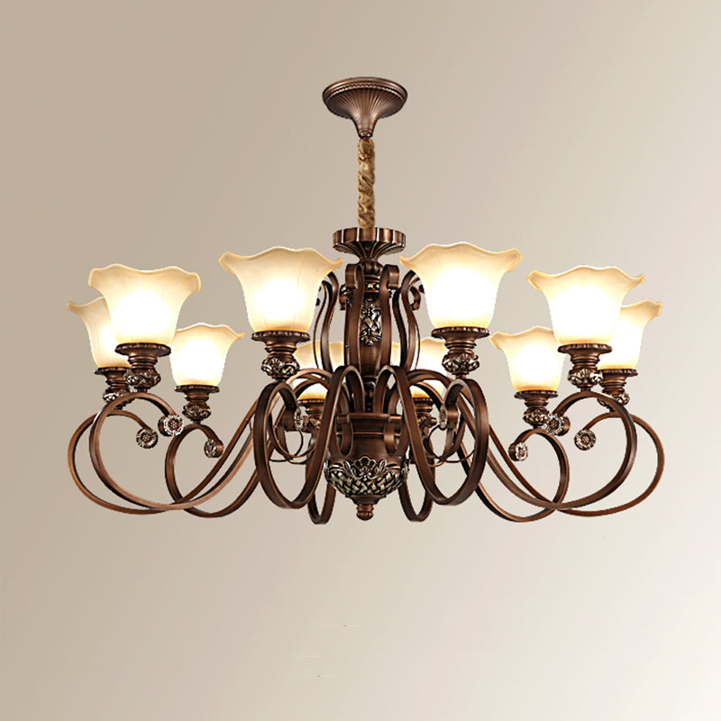 Bell Frosted Glass Chandelier Pendant Light Vintage Living Room Suspended Lighting Fixture