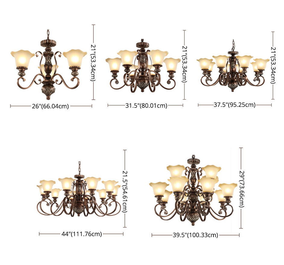 Bell Frosted Glass Chandelier Pendant Light Vintage Living Room Suspended Lighting Fixture
