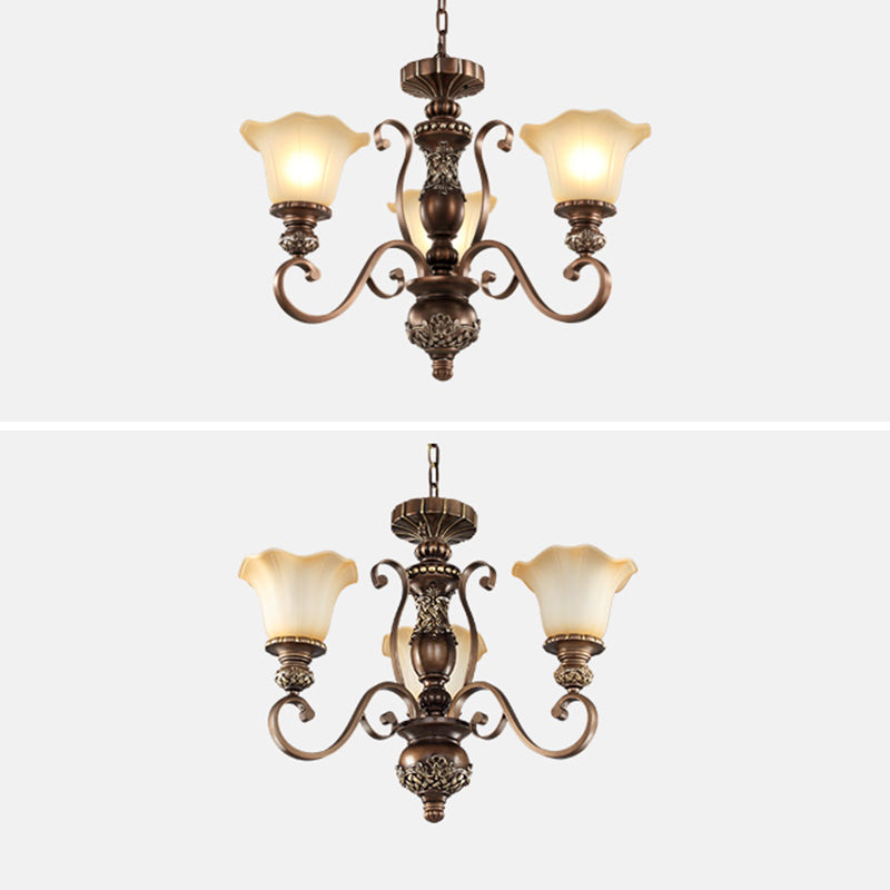 Bell Frosted Glass Chandelier Pendant Light Vintage Living Room Suspended Lighting Fixture