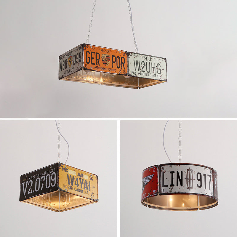 Rust Vintage Ceiling Hanging Light Fixture Metal Bar Chandelier Lighting Fixtures