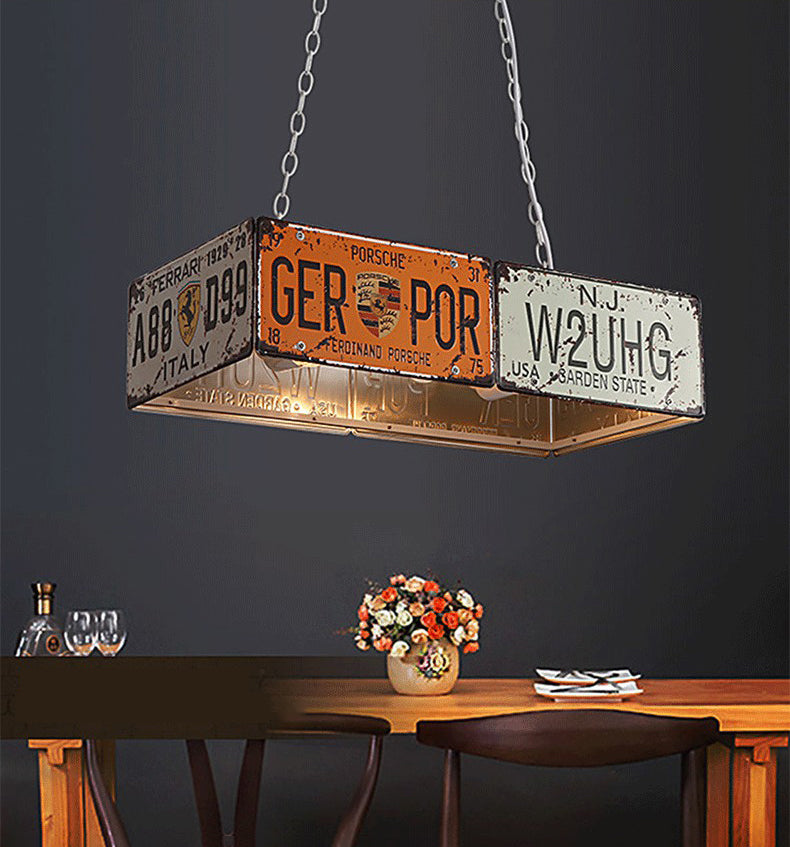 Rust Vintage Ceiling Hanging Light Fixture Metal Bar Chandelier Lighting Fixtures