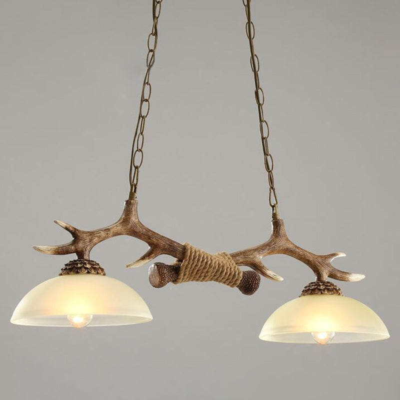 Wood 2 Lights Chandelier Light Fixtures Deer Antler Cottage Chandelier Lighting for Bar