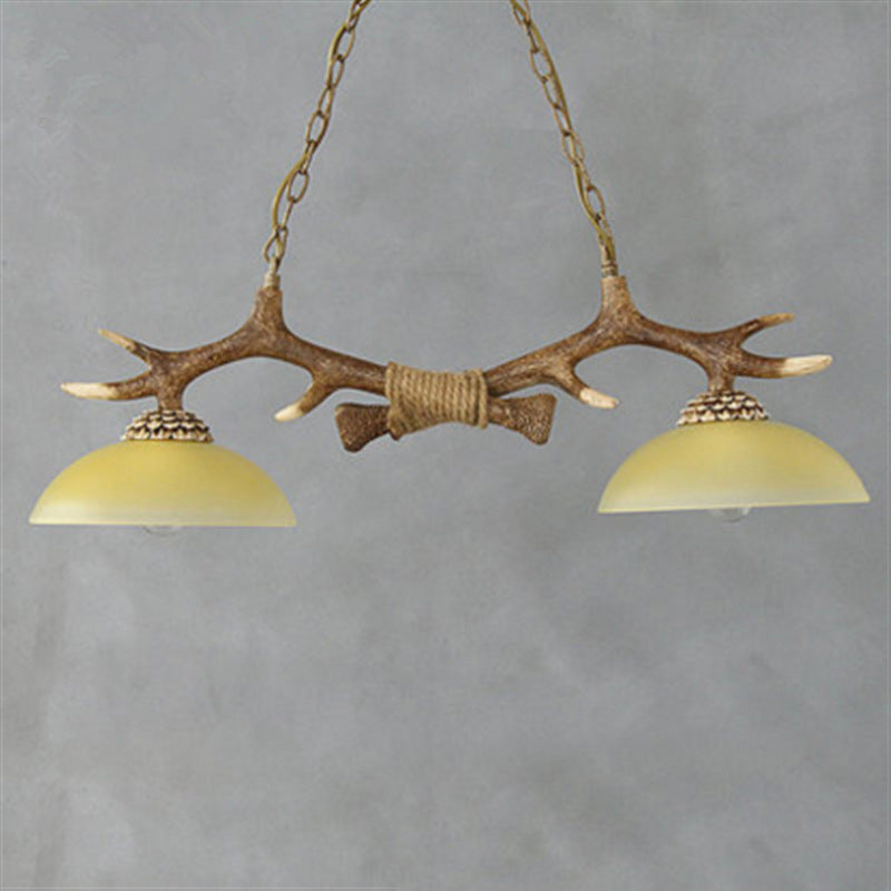 Wood 2 Lights Chandelier Light Fixtures Deer Antler Cottage Chandelier Lighting for Bar