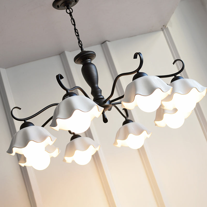 Modern Macaron Style 8-ligths Chandelier Lamp Flower Shade Simplicity Pendant Light for Bedroom