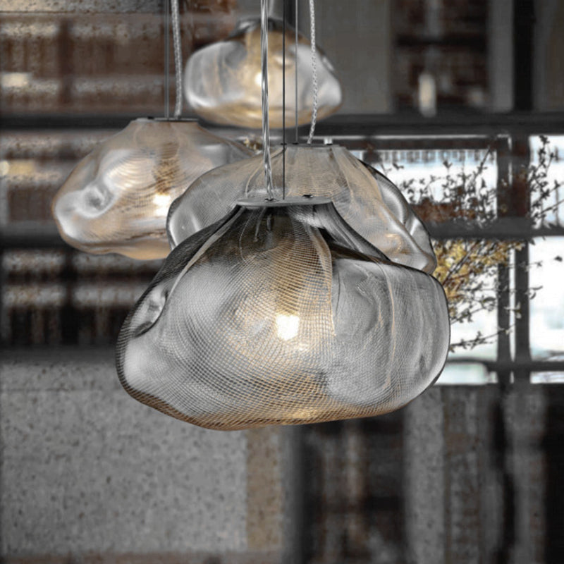 Lámpara de vidrio colgante con forma de colgante en forma de nube de estilo de diseñador lámpara de trabajo de restaurantes de 1 luces